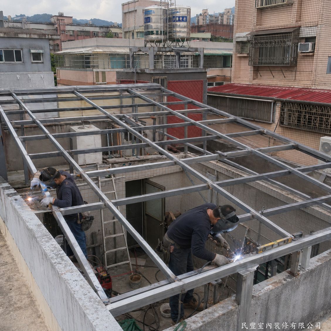 民豐室內裝修-屋頂鐵板更換-新鐵架焊接製作