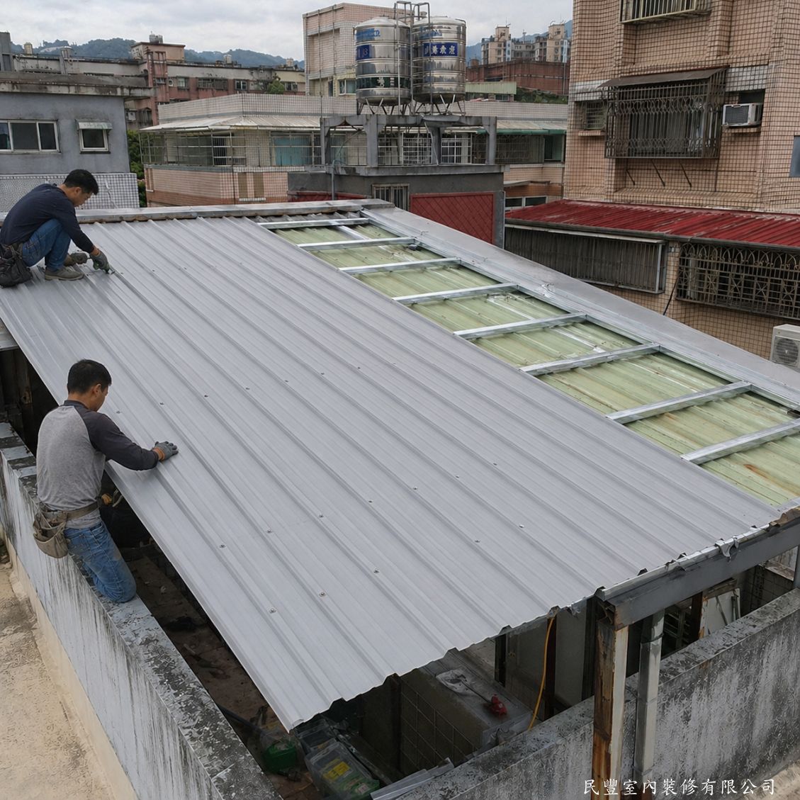 民豐室內裝修-屋頂鐵板更換-新鍍鋅鋼板鋪設安裝