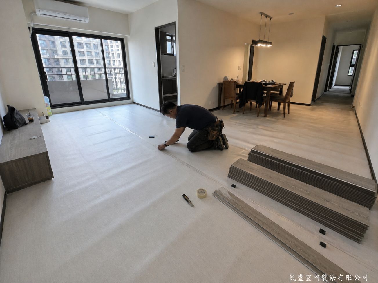 民豐室內裝修-林先生中和景平路地板工程-防潮墊鋪設與地板施工