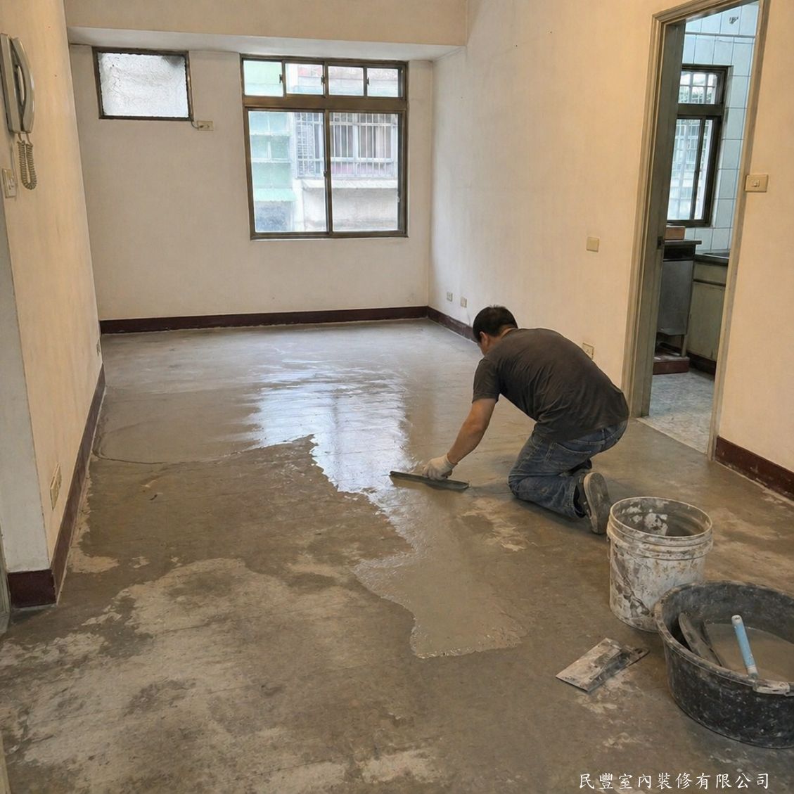民豐室內裝修-王先生三重正義路地板工程-地面打底整平