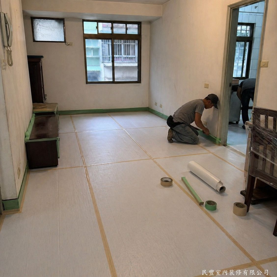 民豐室內裝修-王先生三重正義路地板工程-防潮布鋪設保護