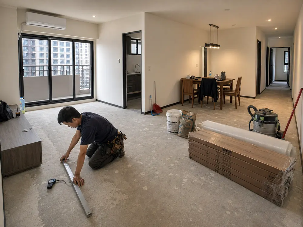 民豐室內裝修-林先生中和景平路地板工程-施工前丈量備料