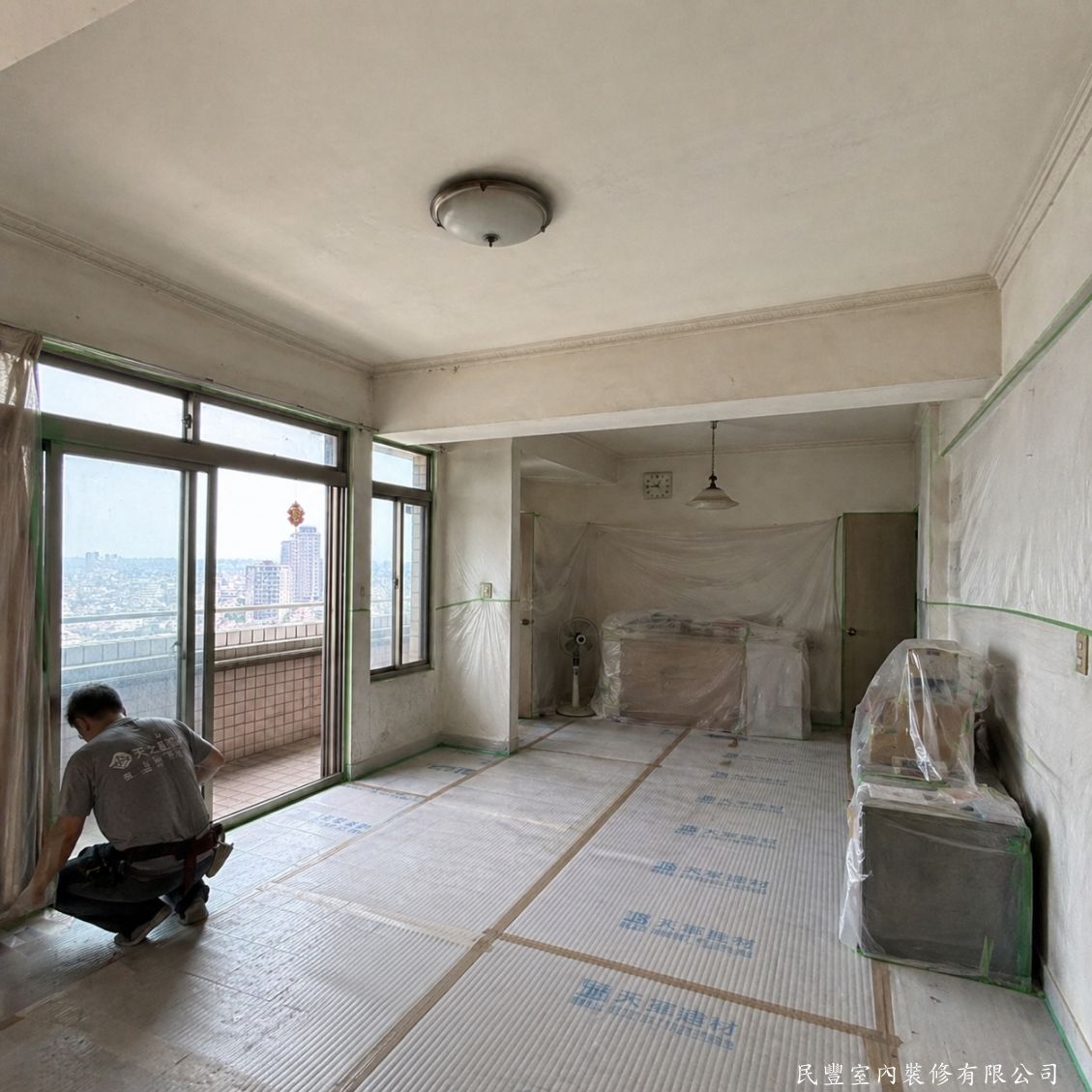 民豐室內裝修-陳先生中山區天花板木作-施工前置家具保護