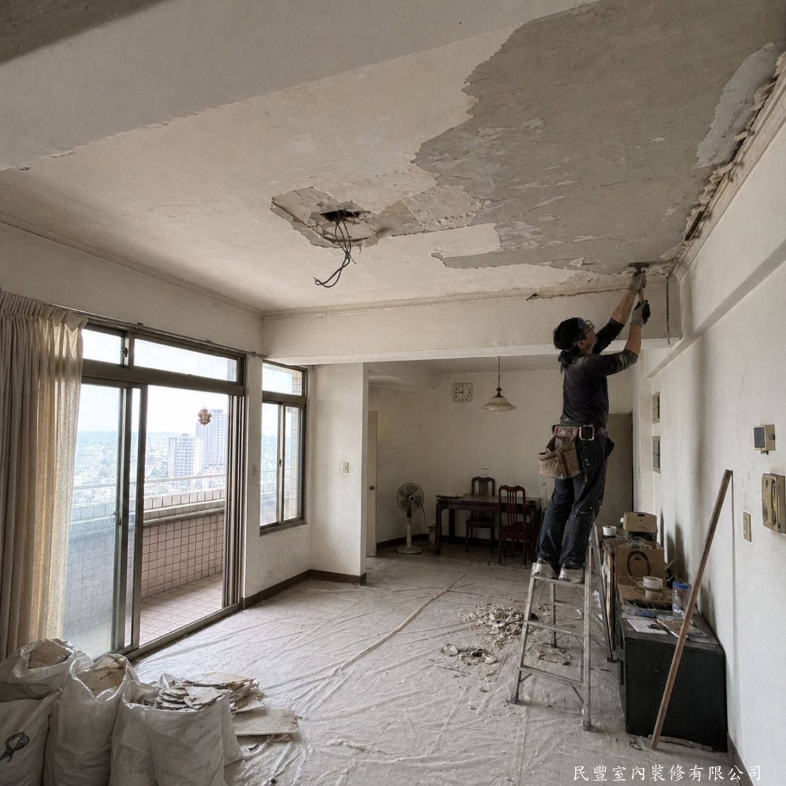 民豐室內裝修-陳先生中山區天花板木作-天花板舊漆剷除