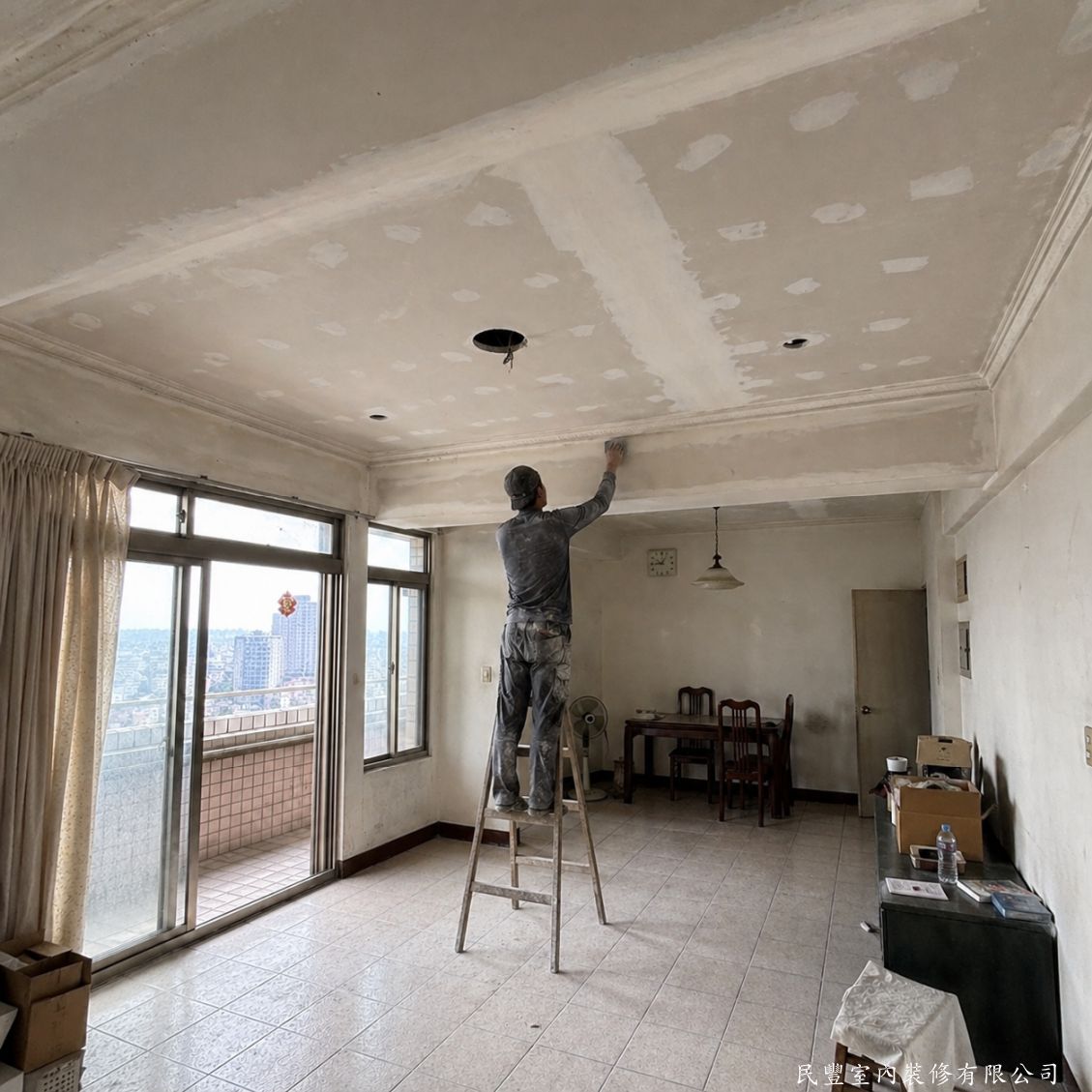 民豐室內裝修-陳先生中山區天花板木作-矽酸鈣板封板批土