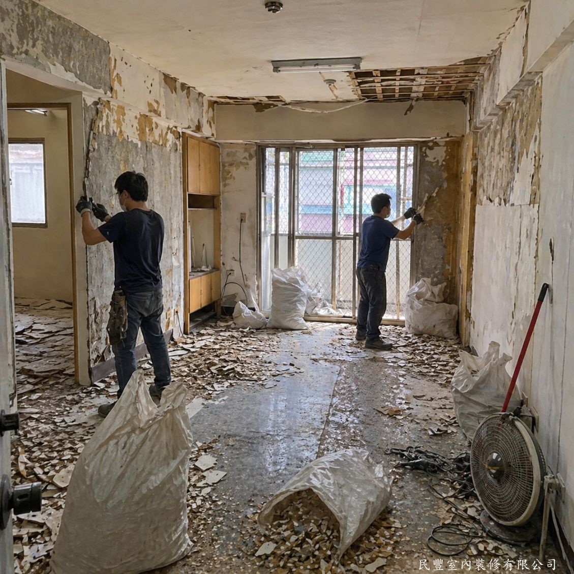 民豐室內裝修-林先生板橋綜合工程-壁面舊漆拆除