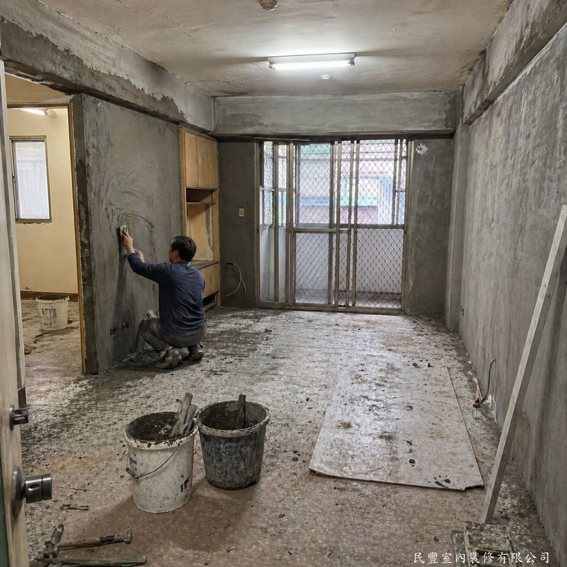 民豐室內裝修-林先生板橋綜合工程-壁面水泥打底