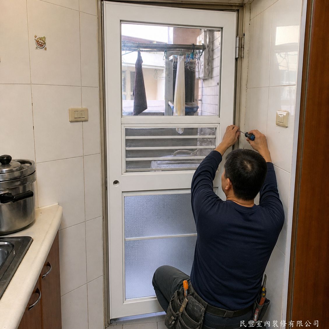 民豐室內裝修-林先生大同區三合一通風門-門扇固定螺絲鎖固