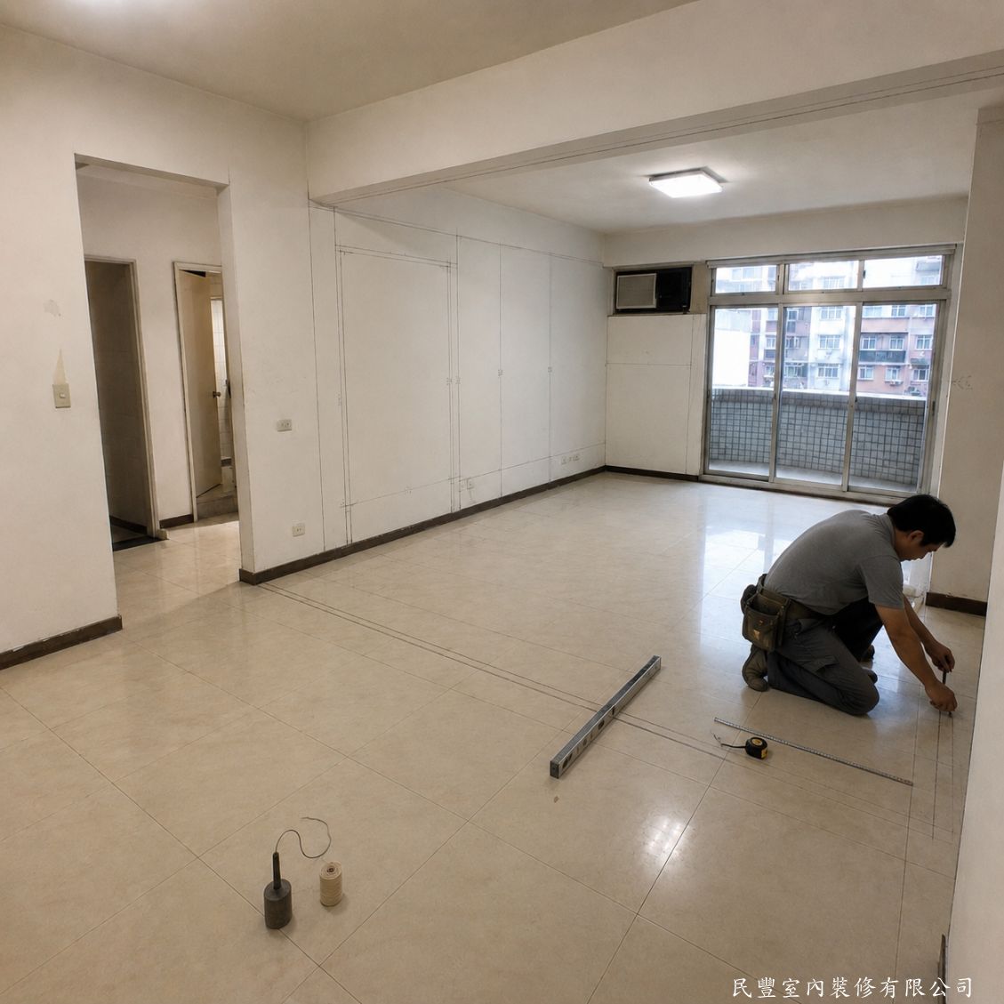 民豐室內裝修-木作隔間-放樣定位彈墨線