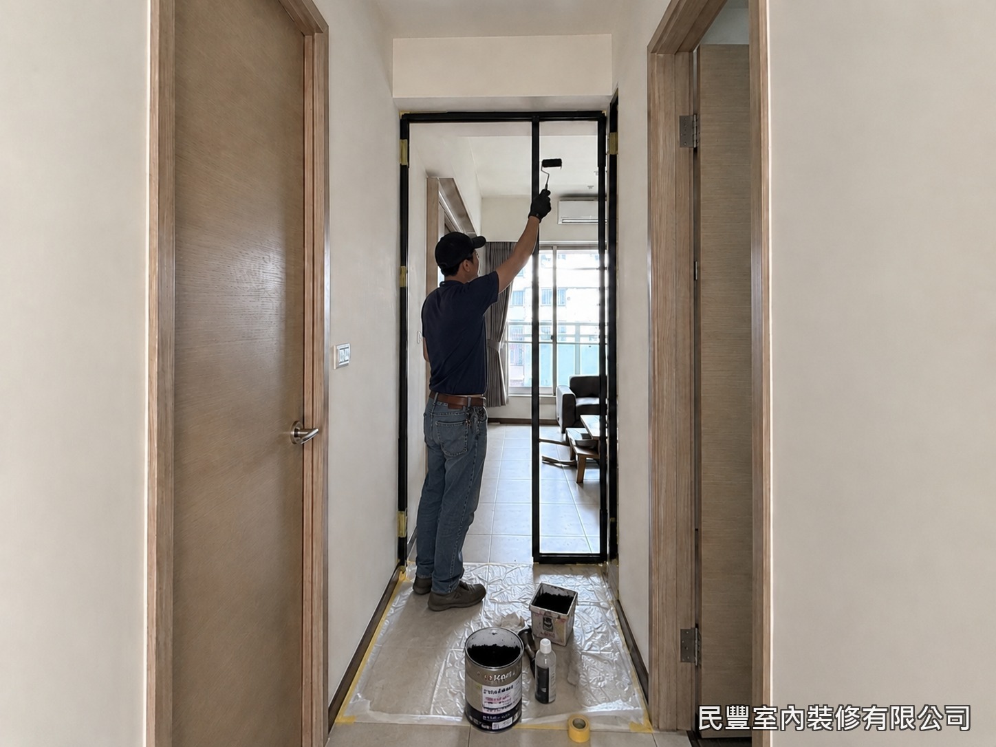 民豐室內裝修-鐵件玻璃屏風-烤漆防鏽塗覆