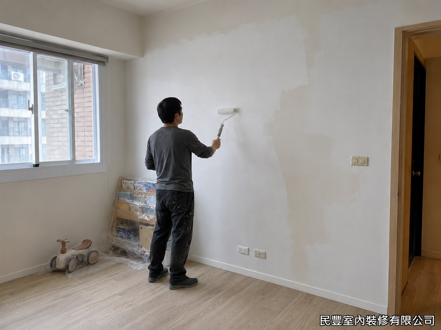 民豐室內裝修-油漆工程-滾筒刷底色